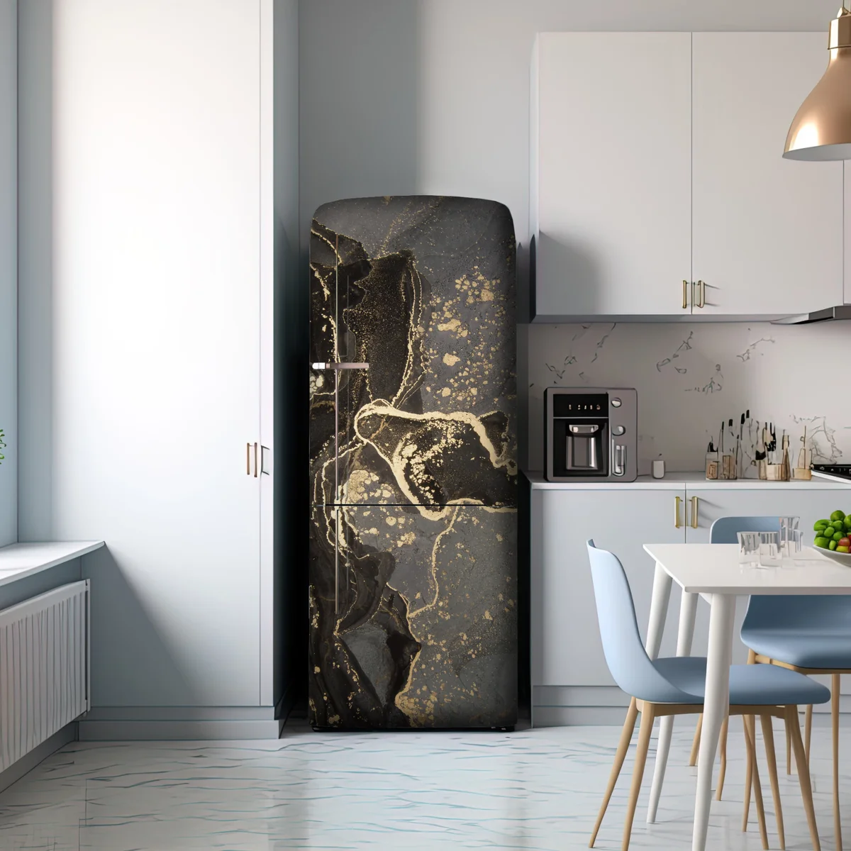 Kühlschrankaufkleber luxuriöser schwarz-goldener marmor abstrakt Kühlschrankaufkleber luxuriöser schwarz-goldener marmor abstrakt