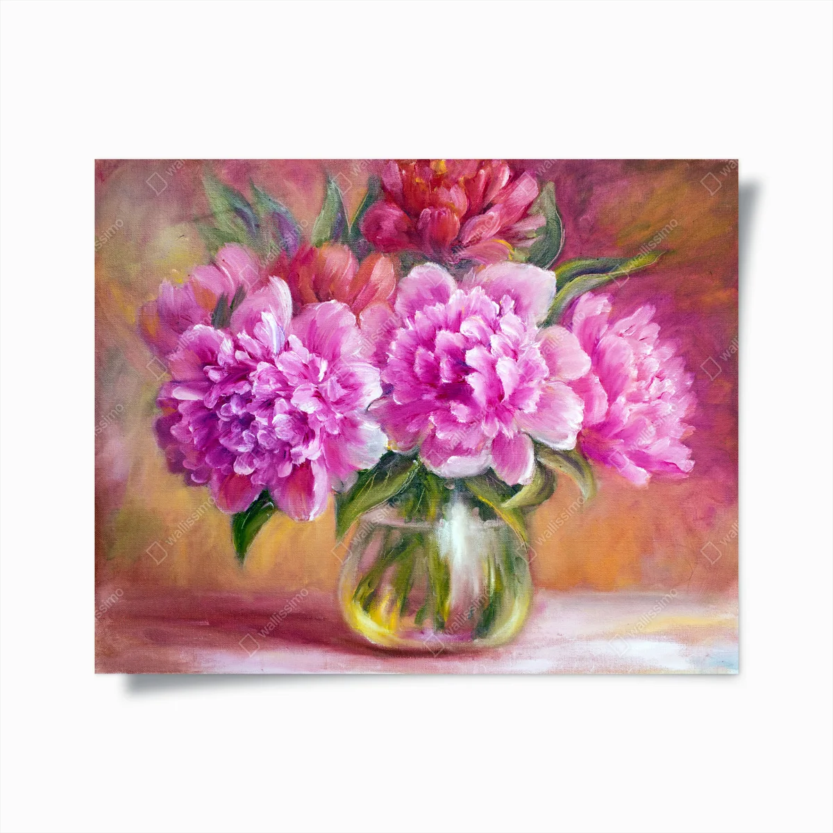 Poster zarter strauß rosa pfingstrosen in glasvase • Poster bei Wallnifity® Poster zarter strauß rosa pfingstrosen in glasvase • Poster bei Wallnifity®