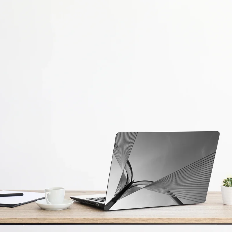 Naklejka na laptopa monochromatyczny most i geometryczne linie