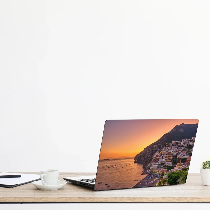 Laptop-Aufkleber sonnenuntergang über Positano, Amalfiküste