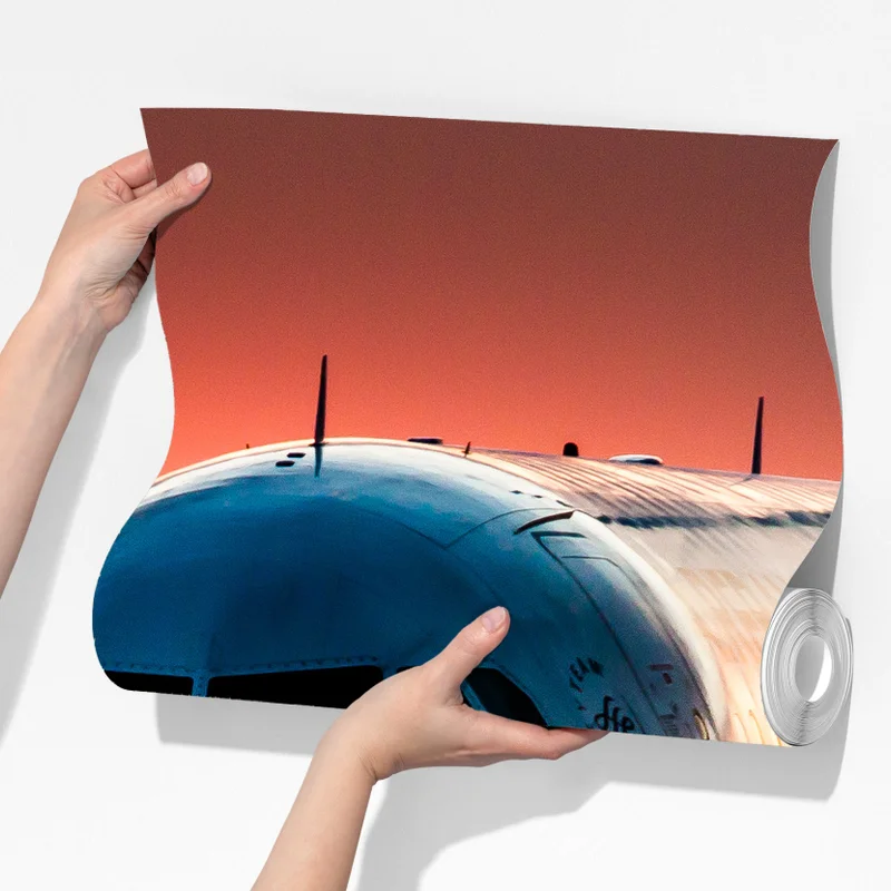 Fototapete jet im sonnenuntergang auf der startbahn Fototapete jet im sonnenuntergang auf der startbahn