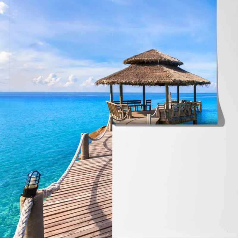 Fototapete tropischer steg über türkisfarbenem meer Fototapete tropischer steg über türkisfarbenem meer