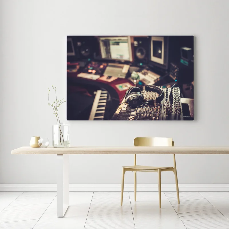 Leinwandbild vintage aufnahmestudio am mischpult Leinwandbild vintage aufnahmestudio am mischpult