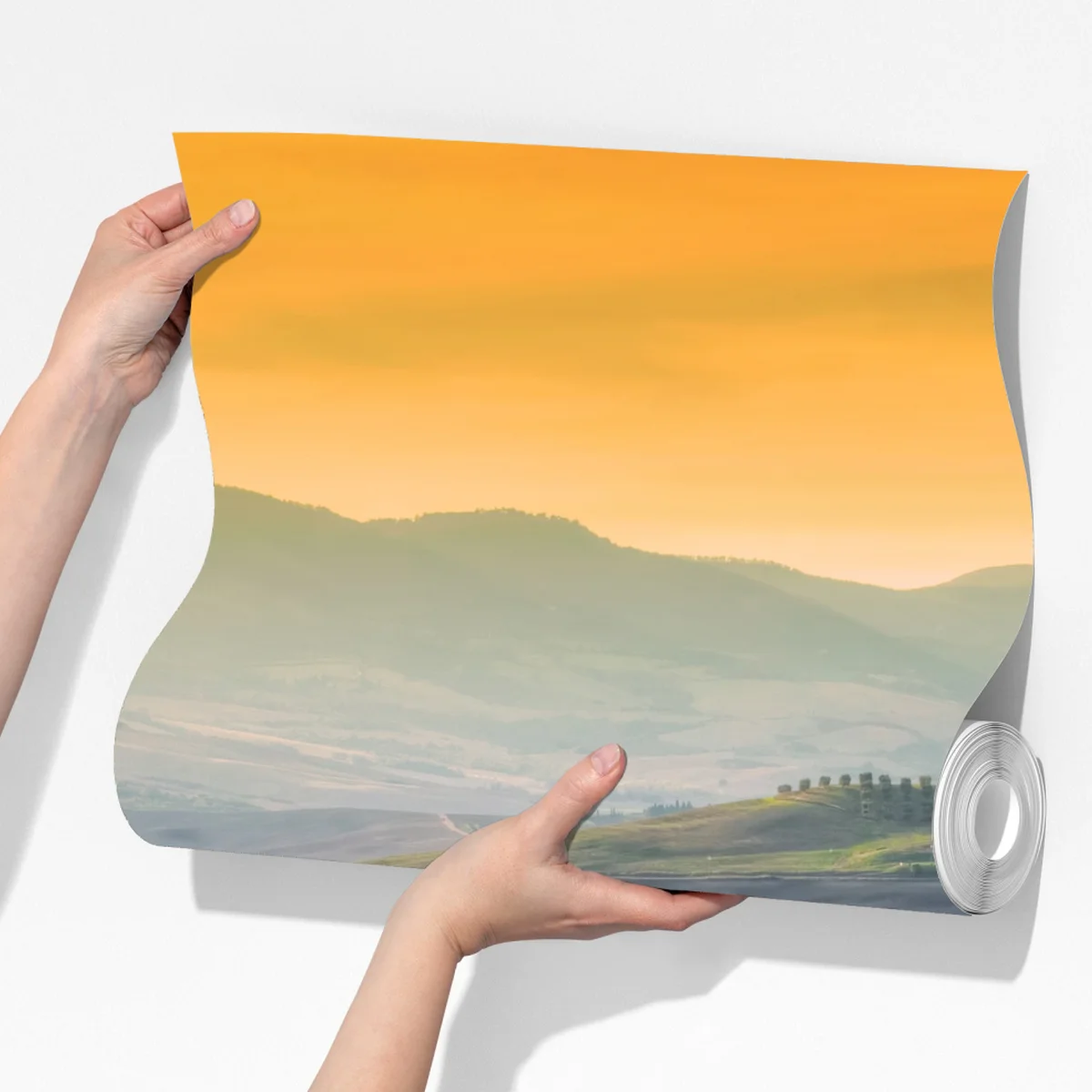 Fototapete Toskana friedliche hügel im abendlicht Fototapete Toskana friedliche hügel im abendlicht