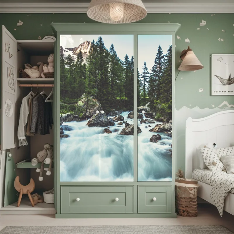 Schrankaufkleber malerischer alpiner fluss im Ferret Valley Schrankaufkleber malerischer alpiner fluss im Ferret Valley