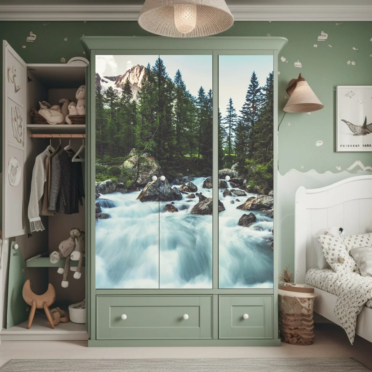 Schrankaufkleber malerischer alpiner fluss im Ferret Valley Schrankaufkleber malerischer alpiner fluss im Ferret Valley