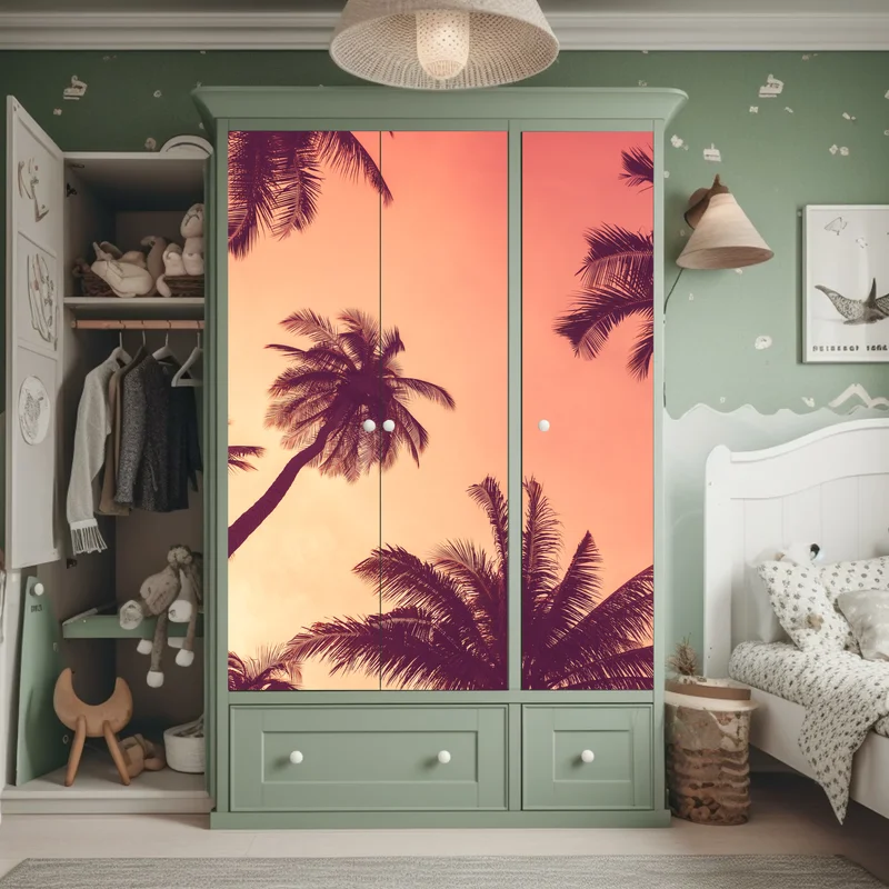 Schrankaufkleber tropische palmen bei sonnenuntergang