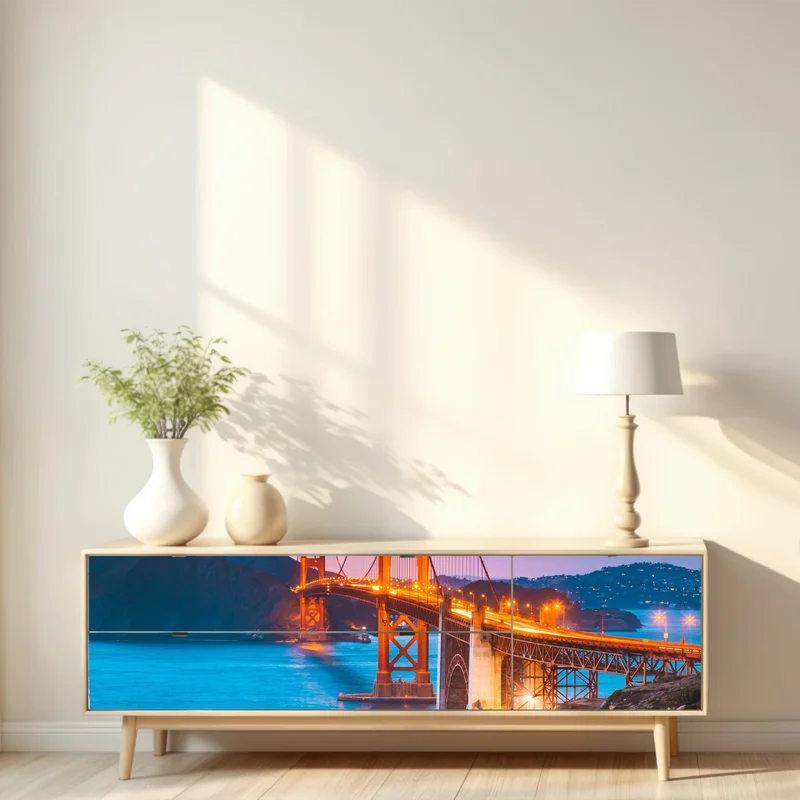 Repositionierbarer Aufkleber Golden Gate Bridge in der dämmerung, San Francisco