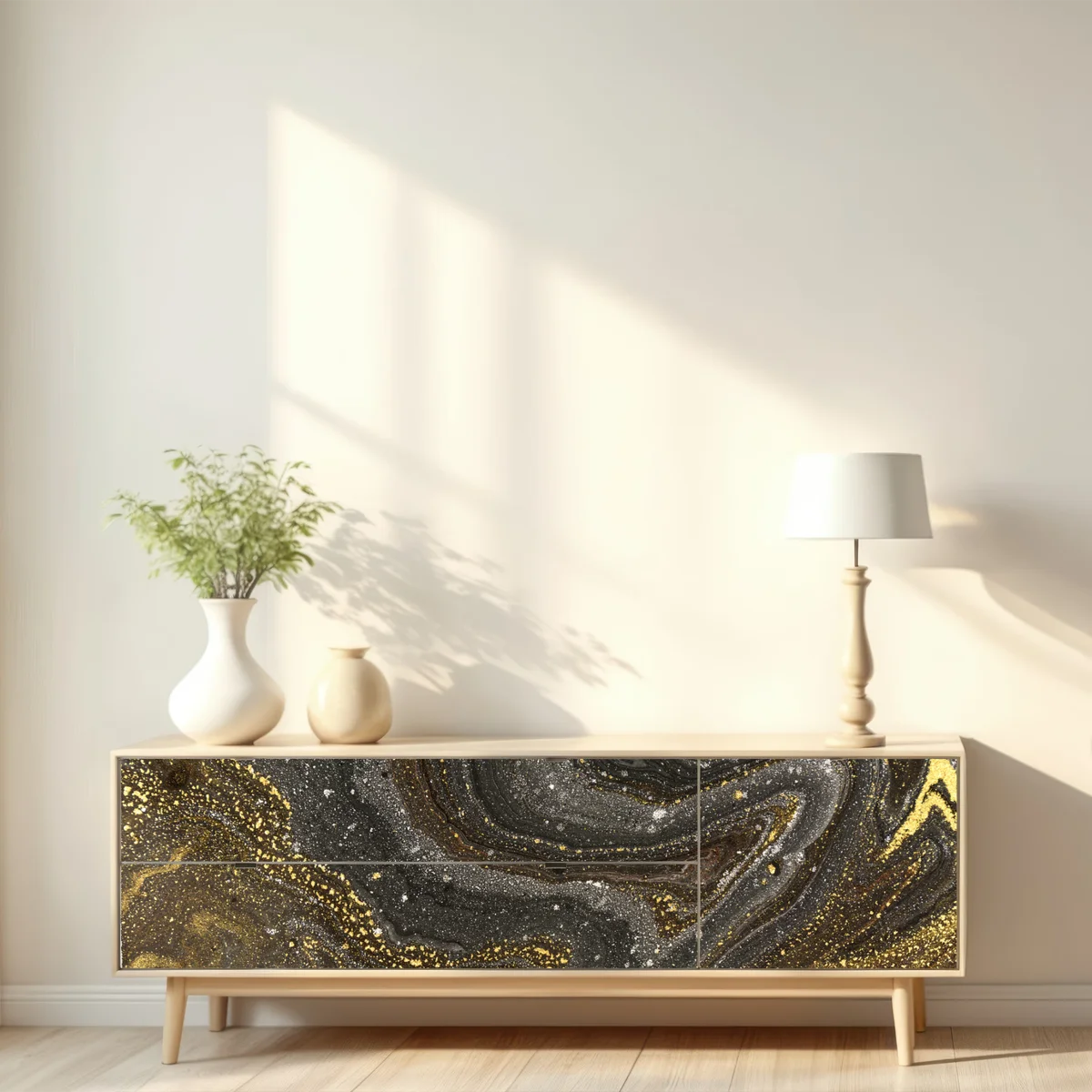 Repositionierbarer Aufkleber gold-schwarzer marmorwirbel Repositionierbarer Aufkleber gold-schwarzer marmorwirbel