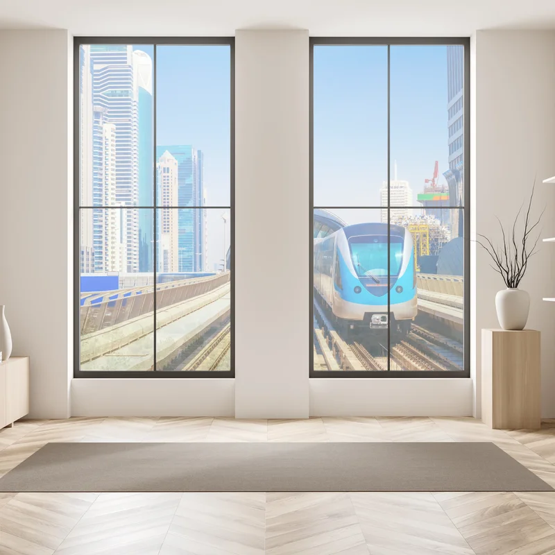 Fensteraufkleber städtische u-bahn im sonnenschein Fensteraufkleber städtische u-bahn im sonnenschein