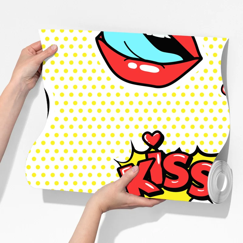 Fototapete verspieltes pop-art kirschen-kuss muster Fototapete verspieltes pop-art kirschen-kuss muster