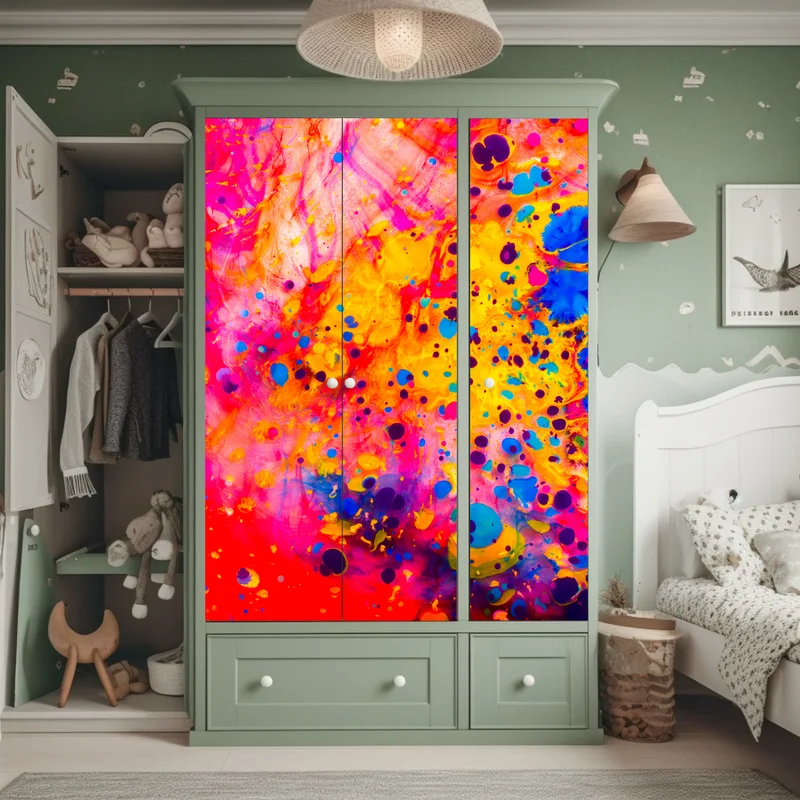 Schrankaufkleber ebru marmorierung abstrakt in lebendigen farben