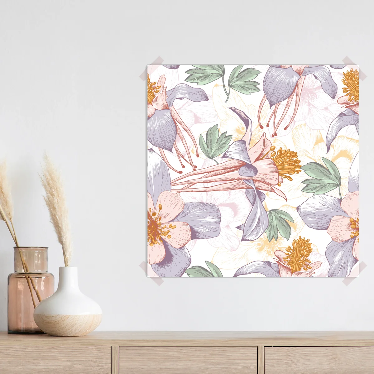 Poster zarte pastellblumen im botanischen stil Poster zarte pastellblumen im botanischen stil