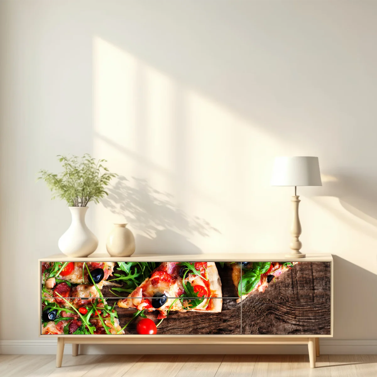 Repositionierbarer Aufkleber heiße pepperoni-pizza nahaufnahme Repositionierbarer Aufkleber heiße pepperoni-pizza nahaufnahme