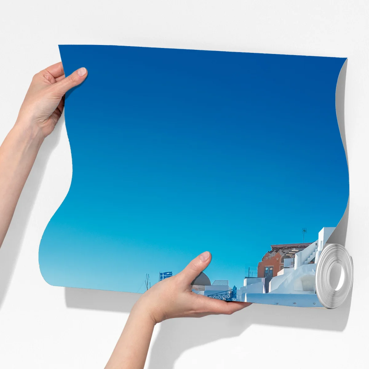 Fototapete sonniges Santorini am klippenrand Fototapete sonniges Santorini am klippenrand