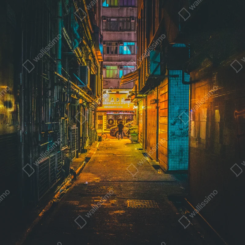 Fototapeta Hongkong neonowy zaułek w nocy Fototapeta Hongkong neonowy zaułek w nocy