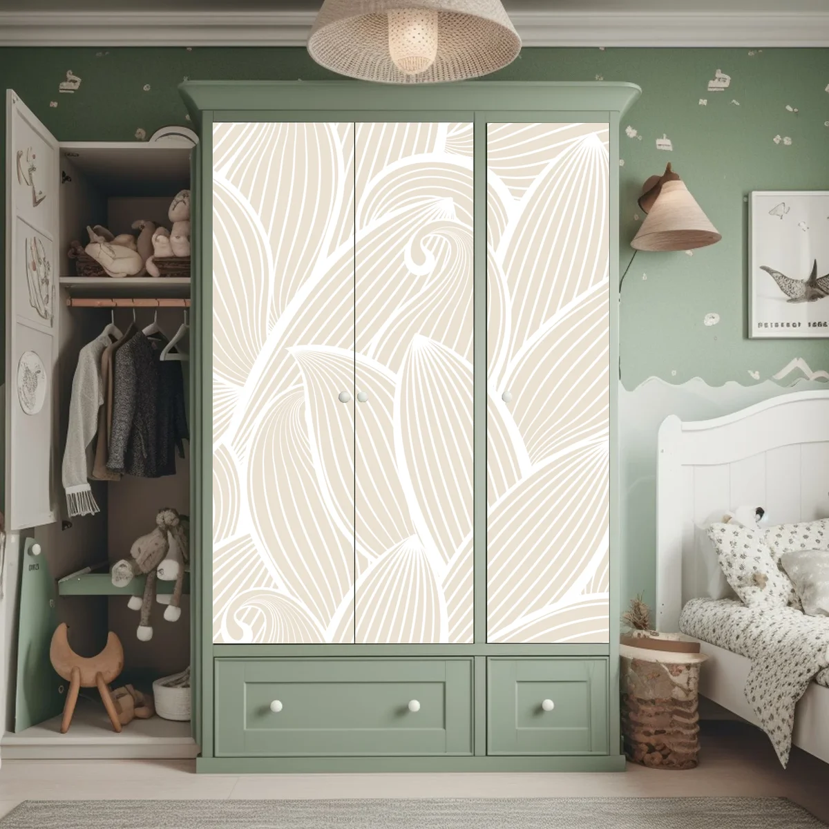 Schrankaufkleber zartes beige botanisches muster Schrankaufkleber zartes beige botanisches muster