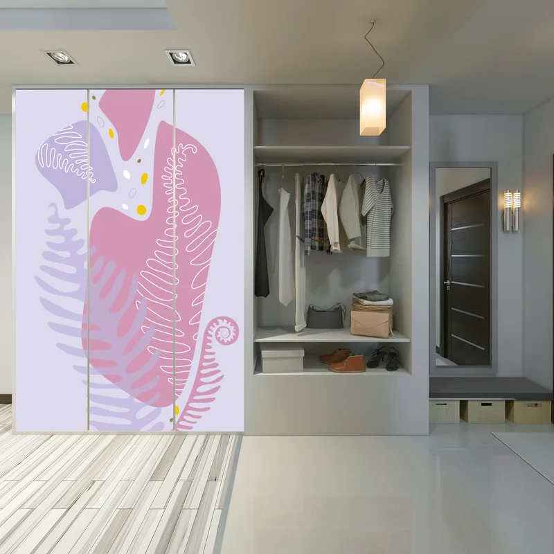 Schrankaufkleber zarte pastell-botanische abstraktion