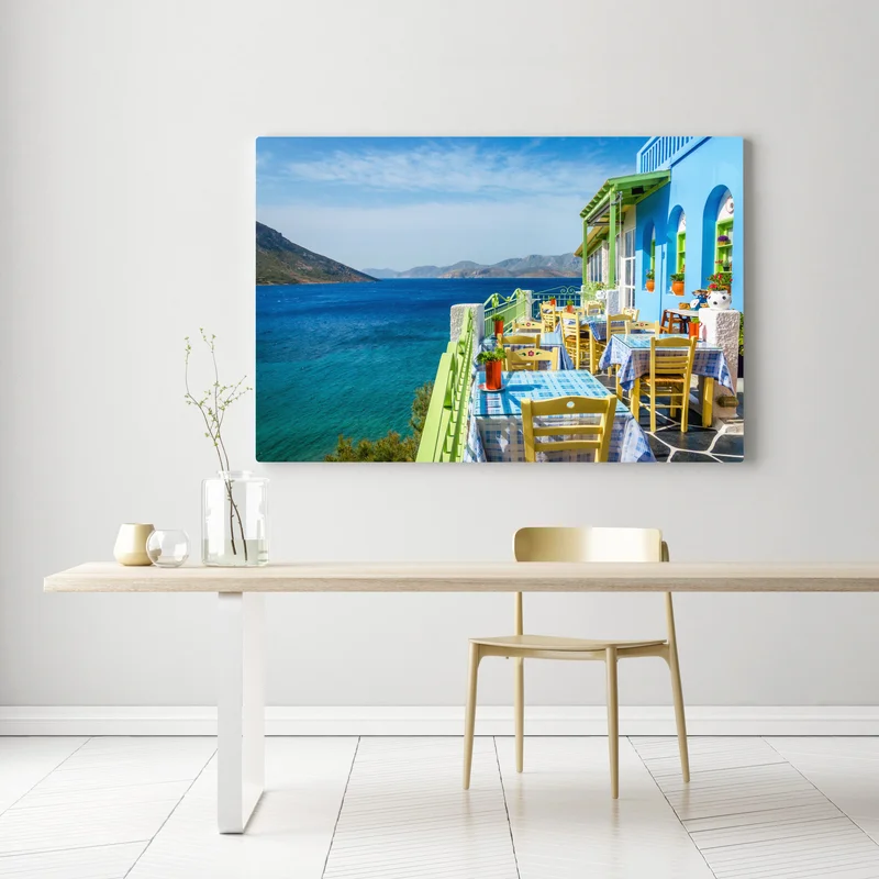 Leinwandbild sonnige terrasse am Mittelmeer Leinwandbild sonnige terrasse am Mittelmeer
