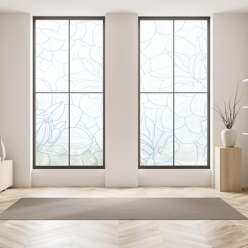 Fensteraufkleber zartes blaues blumenmuster Fensteraufkleber zartes blaues blumenmuster