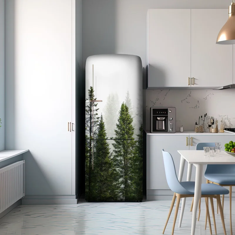 Kühlschrankaufkleber nebliger tannenwald Kühlschrankaufkleber nebliger tannenwald