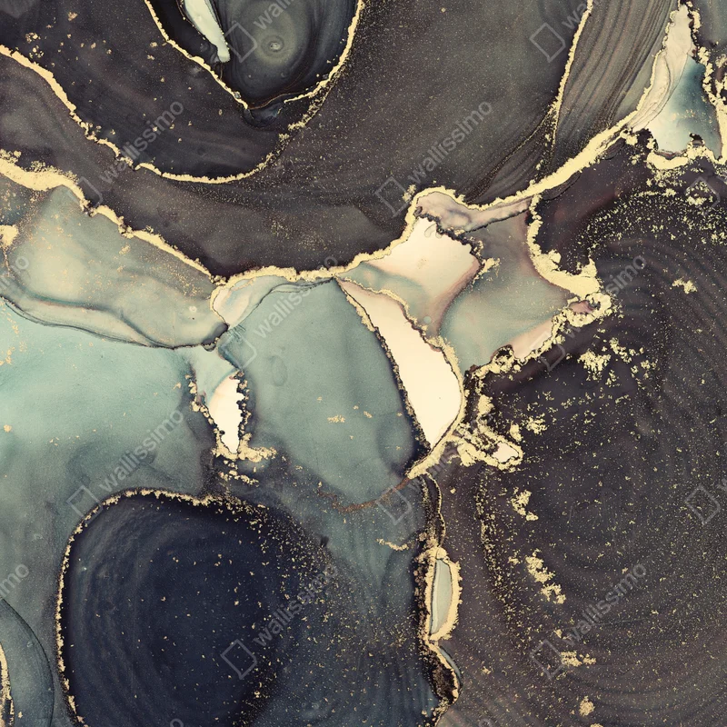 Fototapete türkis und gold abstrakte fließmalerei Fototapete türkis und gold abstrakte fließmalerei