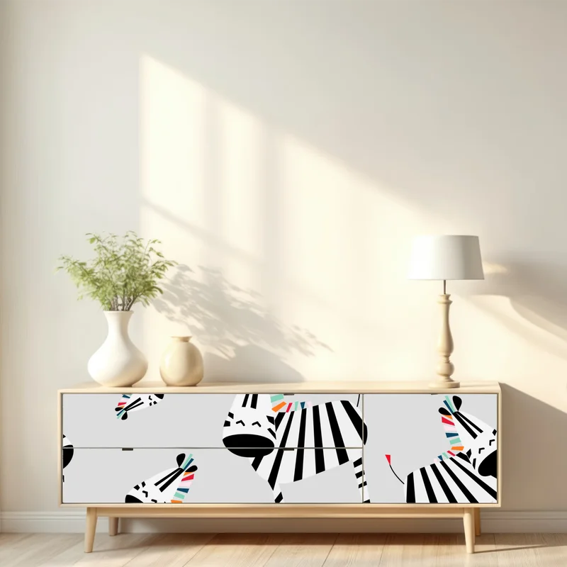 Repositionierbarer Aufkleber verspieltes zebramuster mit streifen