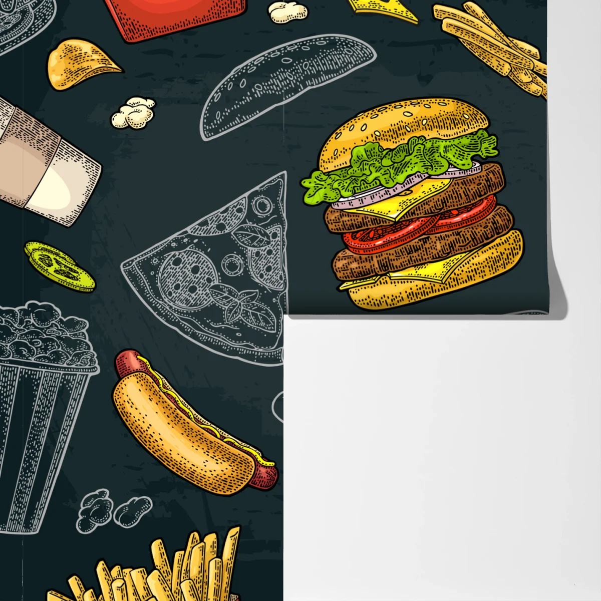 Fototapeta retro wzór fast food Fototapeta retro wzór fast food