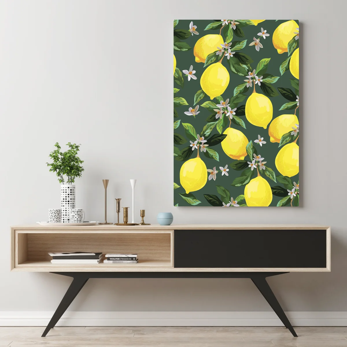 Leinwandbild botanisches zitronenmuster Leinwandbild botanisches zitronenmuster