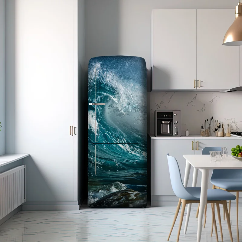 Kühlschrankaufkleber türkise ozeanwelle in bewegung