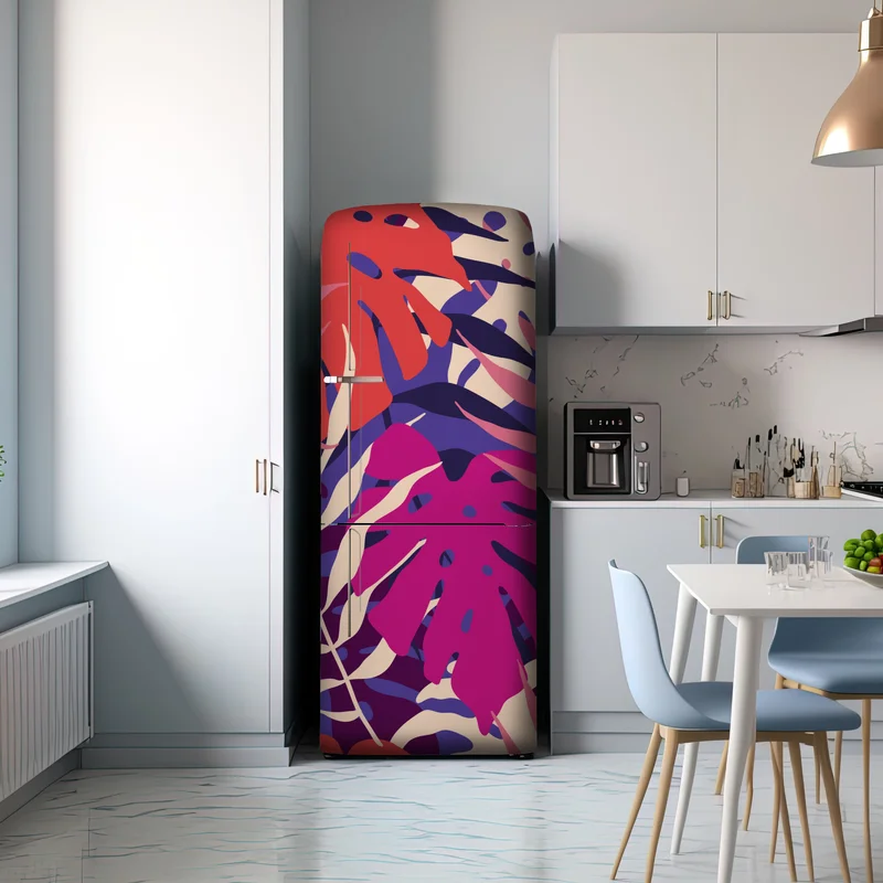 Kühlschrankaufkleber pastell tropisches blattmuster