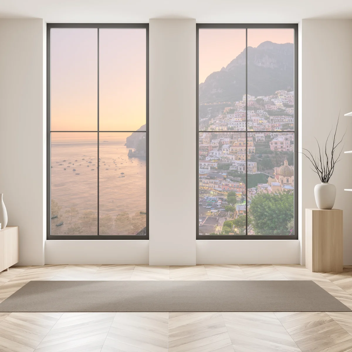 Naklejka na okno zachód słońca nad Positano, Wybrzeże Amalfitańskie Naklejka na okno zachód słońca nad Positano, Wybrzeże Amalfitańskie