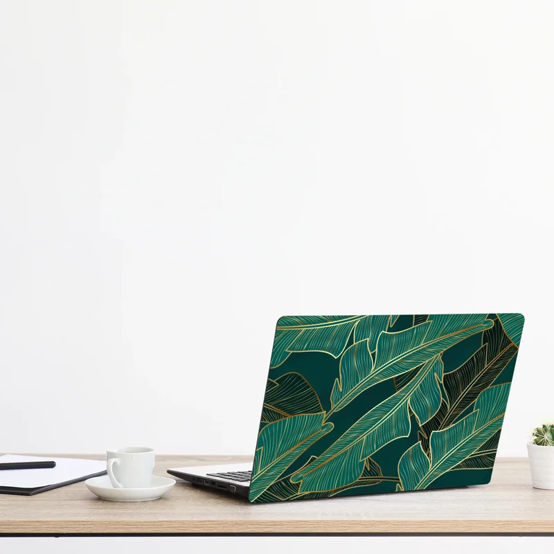 Laptop-Aufkleber goldene tropische bananenblätter Laptop-Aufkleber goldene tropische bananenblätter