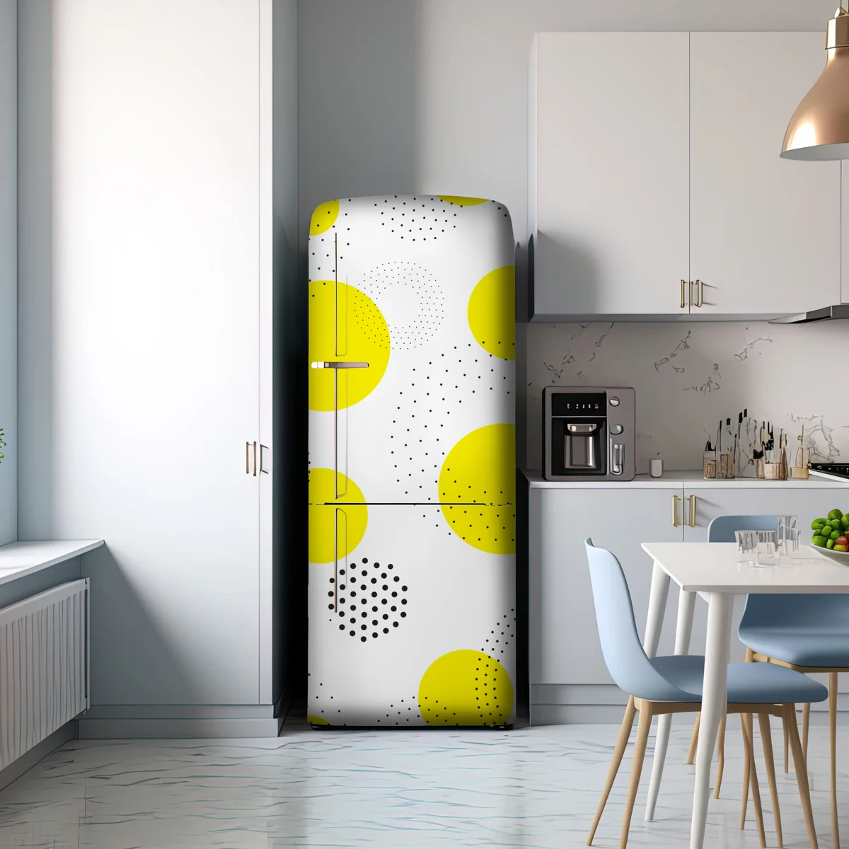Kühlschrankaufkleber leuchtendes gelbes punktemuster für kinderzimmer Kühlschrankaufkleber leuchtendes gelbes punktemuster für kinderzimmer
