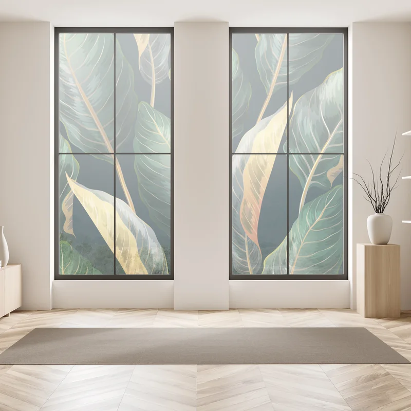 Naklejka na okno vintage tropikalny wzór z liśćmi