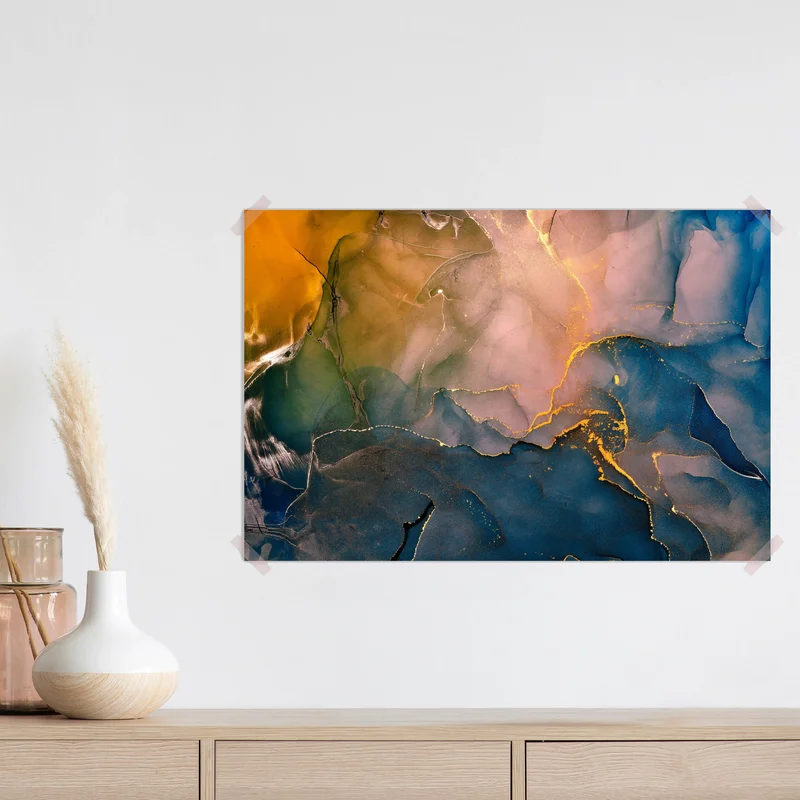 Poster blaues und goldenes abstraktes marmormotiv Poster blaues und goldenes abstraktes marmormotiv