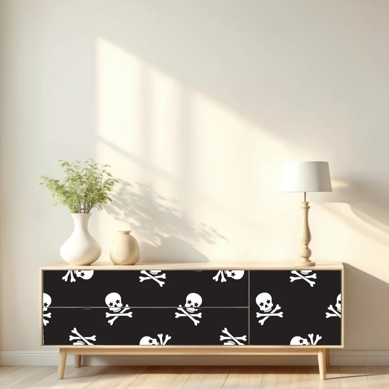 Repositionierbarer Aufkleber schädel und gekreuzte knochen nahtloses muster