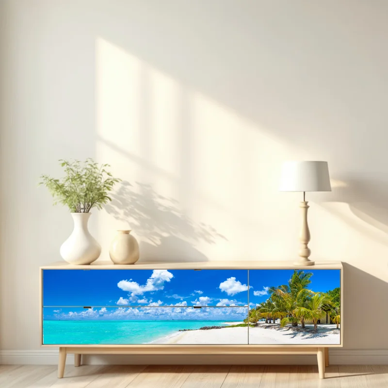 Repositionierbarer Aufkleber Malediven türkisstrand panorama