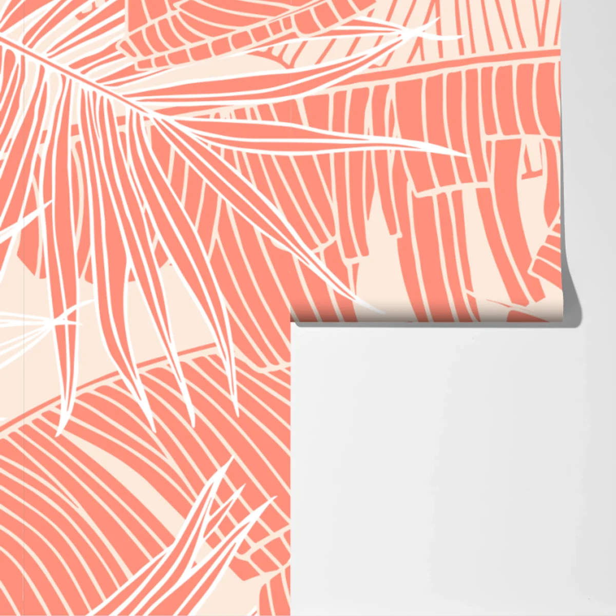 Fototapete korallenfarbenes tropisches blattmuster Fototapete korallenfarbenes tropisches blattmuster