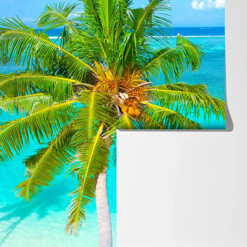 Fototapeta tropikalna turkusowa plaża z palmą Fototapeta tropikalna turkusowa plaża z palmą