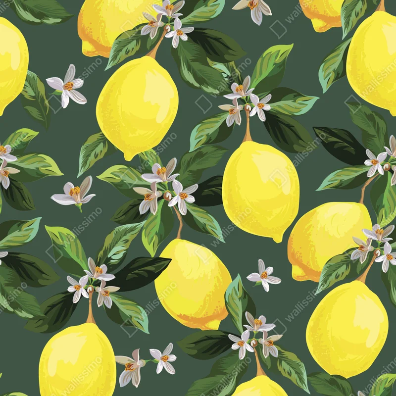 Leinwandbild botanisches zitronenmuster Leinwandbild botanisches zitronenmuster