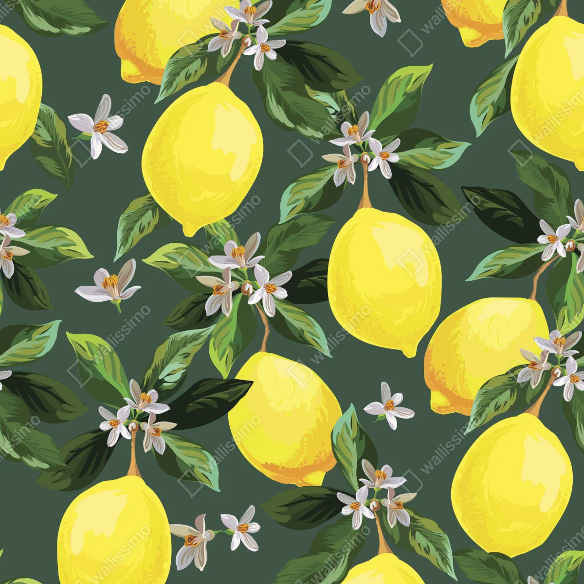 Leinwandbild botanisches zitronenmuster Leinwandbild botanisches zitronenmuster