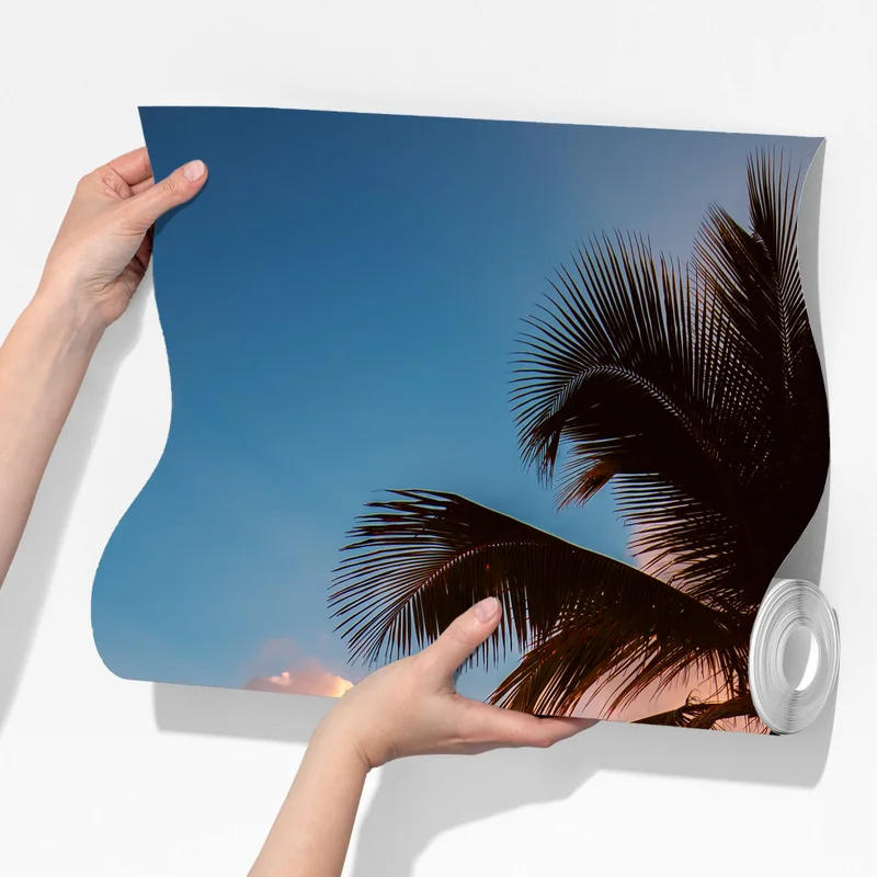 Fototapete tropischer sonnenuntergang mit palmensilhouetten, Dominikanische Republik Fototapete tropischer sonnenuntergang mit palmensilhouetten, Dominikanische Republik