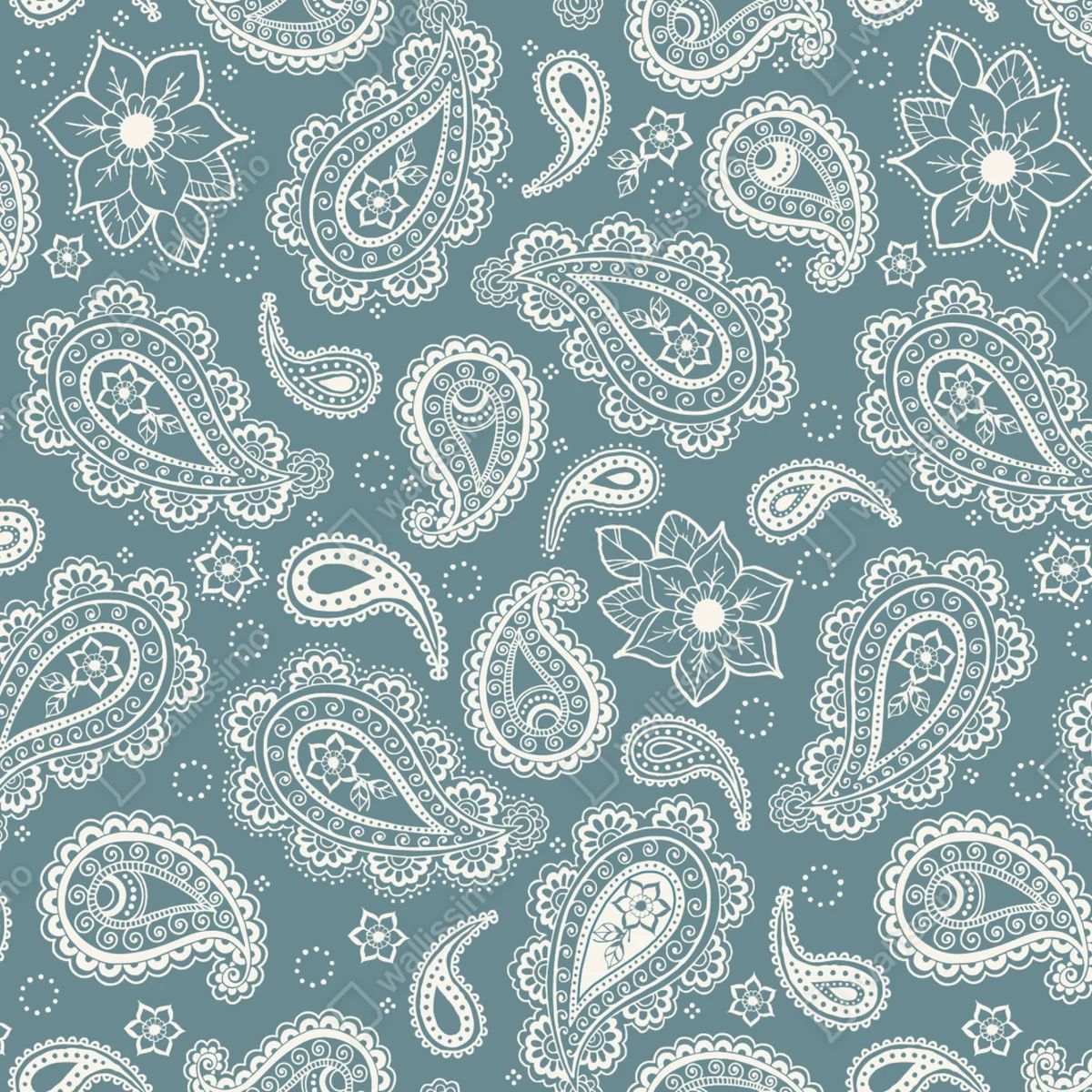 Schrankaufkleber türkis paisley muster mit blumendetails Schrankaufkleber türkis paisley muster mit blumendetails