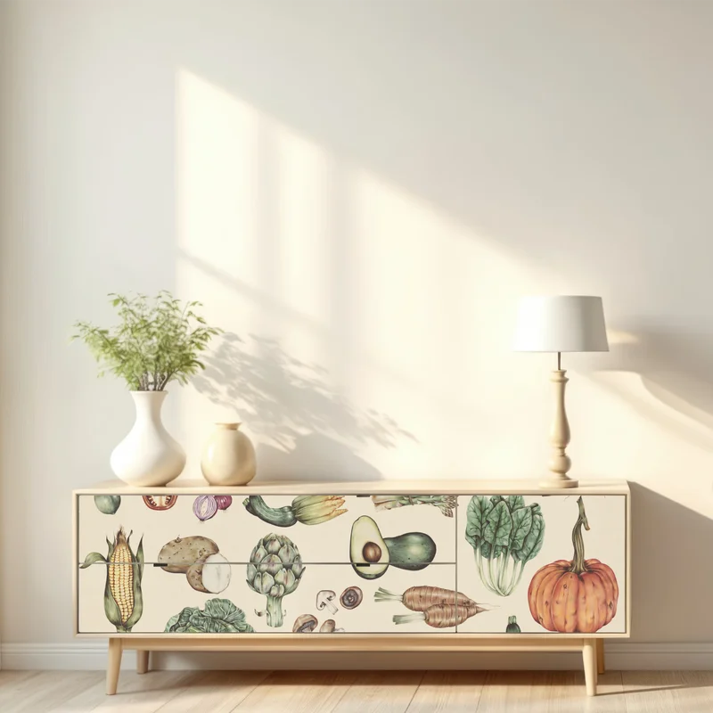 Repositionierbarer Aufkleber handgezeichnetes botanisches gemüsemotiv