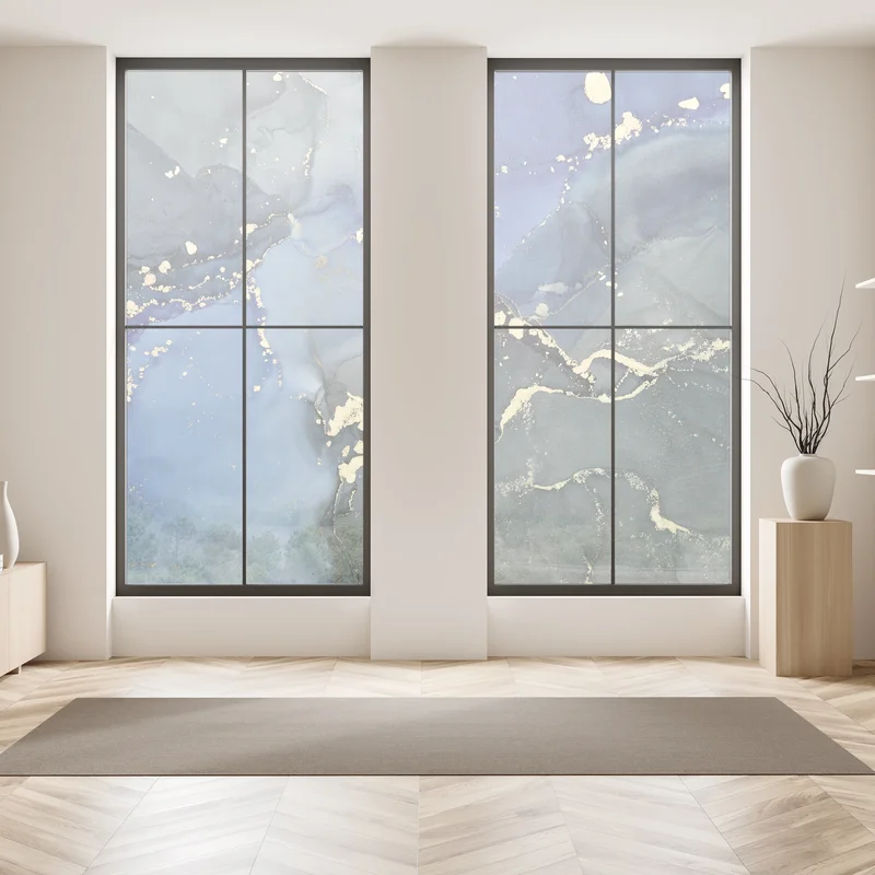 Fensteraufkleber luxuriöse blau-goldene abstraktion Fensteraufkleber luxuriöse blau-goldene abstraktion