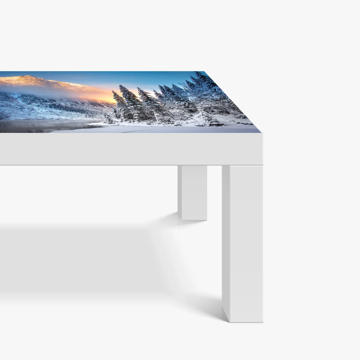 Tischaufkleber und Schreibtischaufkleber winterlicher sonnenaufgang am Morskie Oko Tischaufkleber und Schreibtischaufkleber winterlicher sonnenaufgang am Morskie Oko