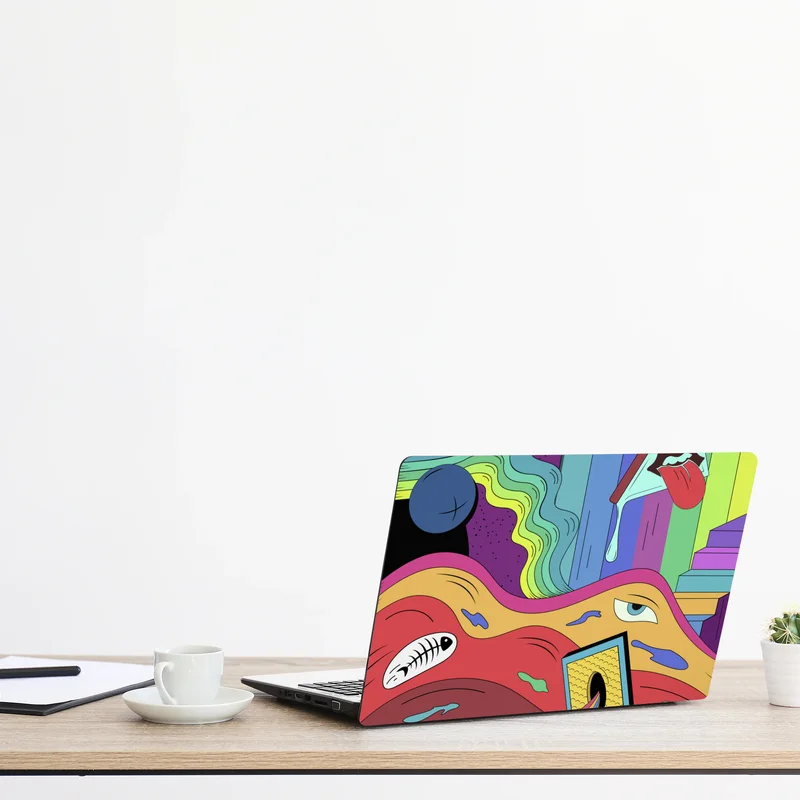 Laptop-Aufkleber psychedelische pop-art traumlandschaft