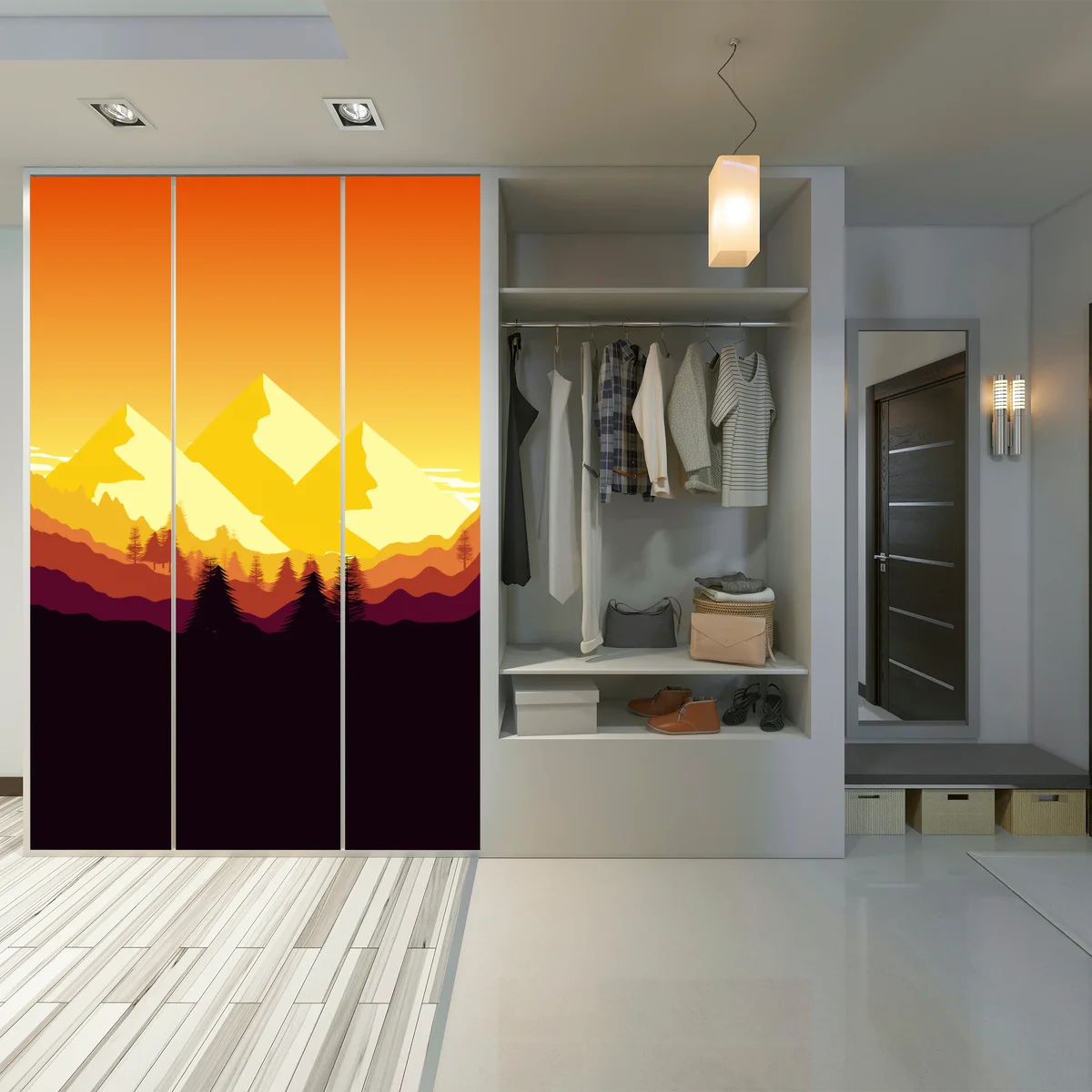 Schrankaufkleber goldener sonnenuntergang über bergen Schrankaufkleber goldener sonnenuntergang über bergen