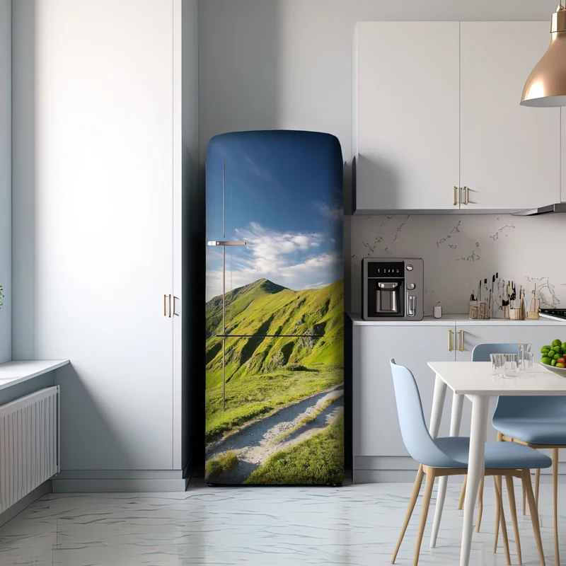 Kühlschrankaufkleber sonnenbeschienener berggrat mit pfad